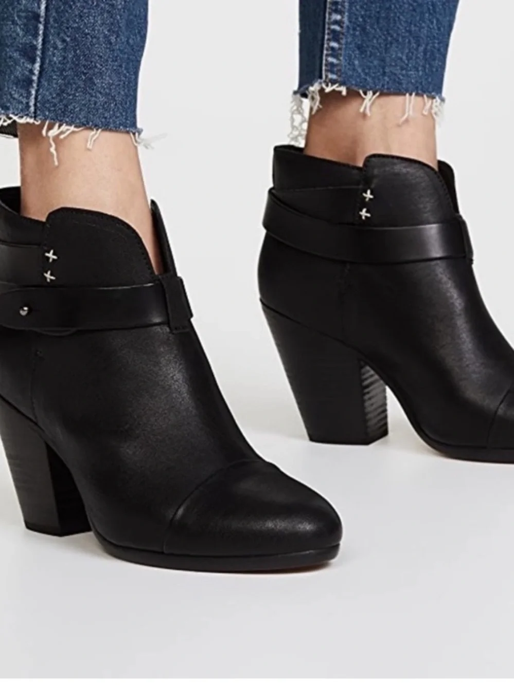 Rag & Bone Harrow Leather Ankle Boots in Black Sz 10
